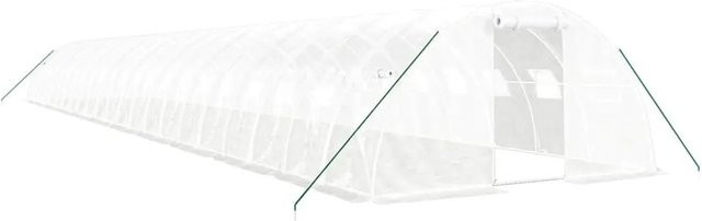 vidaXL Gewächshaus aus verzinktem Stahl mit PE-Abdeckung in Weiß, B/T/H: 22 x 4 x 2 m - Bild 1