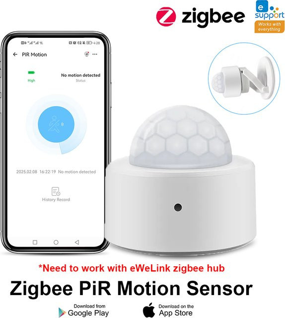 EWelink Smart Zigbee 3.0 PIR-Bewegungssensor in Weiß für Sicherheitsalarme und Home Assistant kompatibel - Bild 1