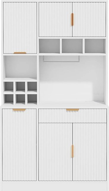 Merax Buffetschrank Weiß mit Weinglashalter und USB-Steckdose, B/T/H: 100 x 40 x 175 cm - Bild 1