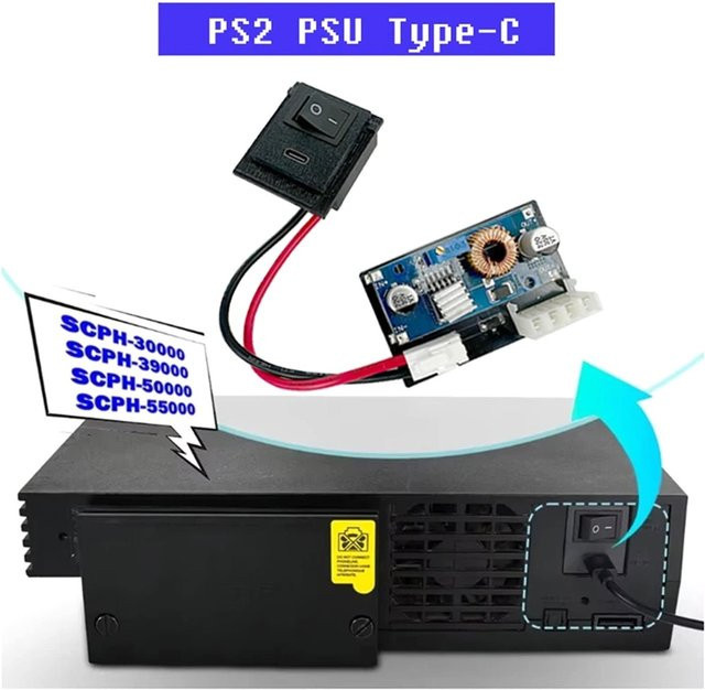 USB-C Netzteil-Modul für PS2 Fat Konsole, 5W Stromversorgungsplatine für PlayStation 2 - Bild 1