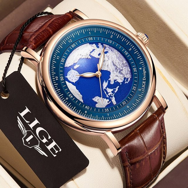 Lige Armbanduhr Quarz, Blau, Leder, Herren - Bild 1