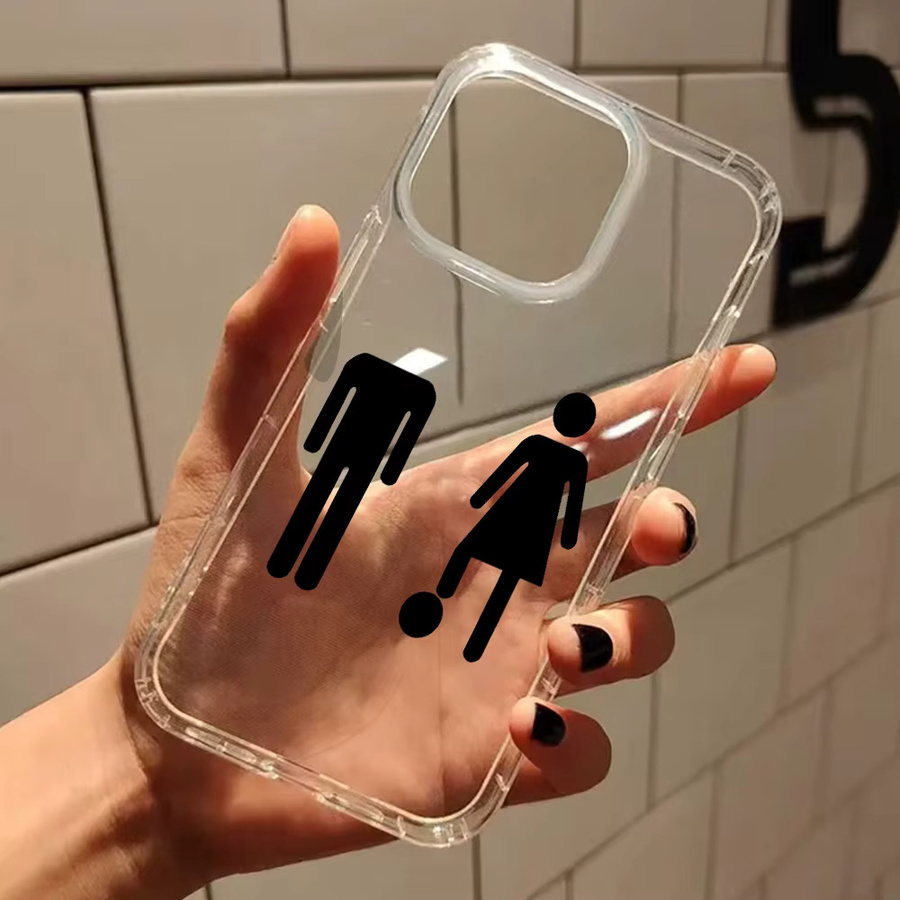 Transparente Silikon-Handyhülle mit schwarzem humorvollem Strichmännchen-Muster für Apple iPhone 17 Air 16 15 14 13 12 11 Pro Max XS X XR 15 Plus - Bild 3