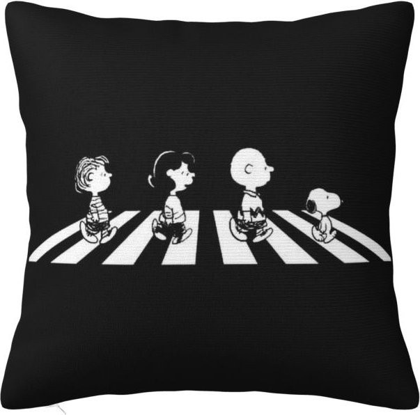 Disney Snoopy und Woodstock Cartoon Kissenhülle in Schwarz, quadratisches Dekokissen im nordischen Stil, Breite: 30,48 cm, Breite: 30,48 cm - Bild 1