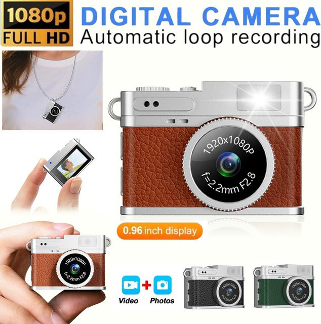 occkic Mini-Digitalkamera in Schwarz mit 1080P HD, kompakter Camcorder für Kinder und Anfänger mit Bildschirm und Blitz - Bild 1