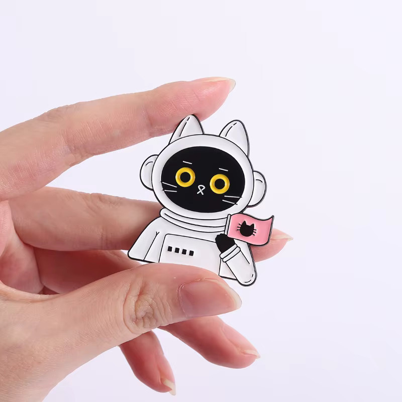 QIHE JEWELRY Brosche, Astronaut Katze, Emaille, Bunt - Bild 3