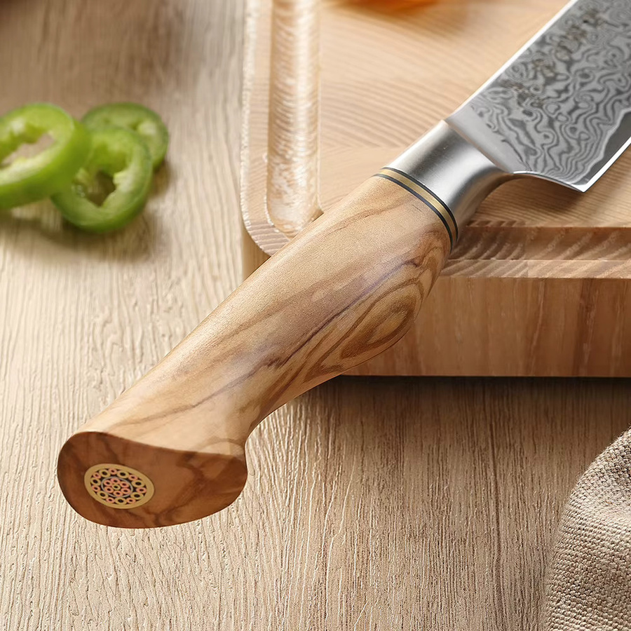 HEZHEN Schälmesser aus 67-lagigem Damaststahl mit Olivenholzgriff in Braun, 3,5 Zoll Küchenmesser - Bild 3