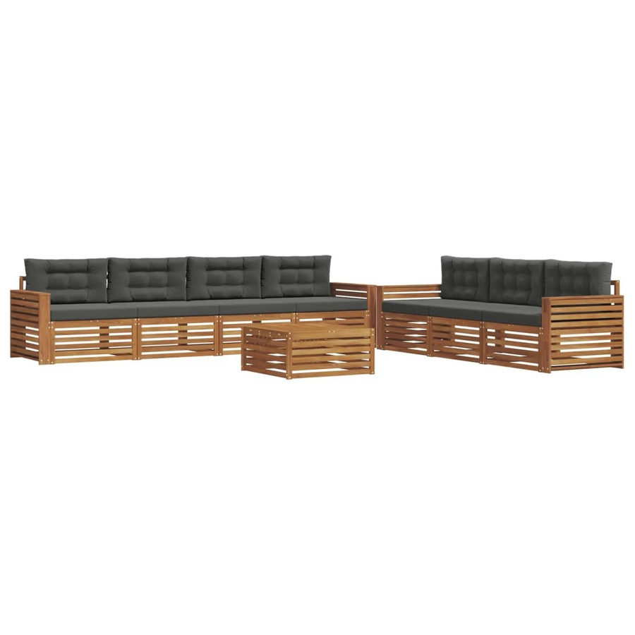 vidaXL Outdoor-Sofagarnitur 8-teilig in U-Form aus Akazienholz mit Kissen in Anthrazit und Natur - Bild 2