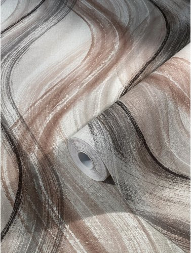 Marburg Vliestapete Shades mit Wellen-Design in Rosa und Greige/Beige - Bild 1