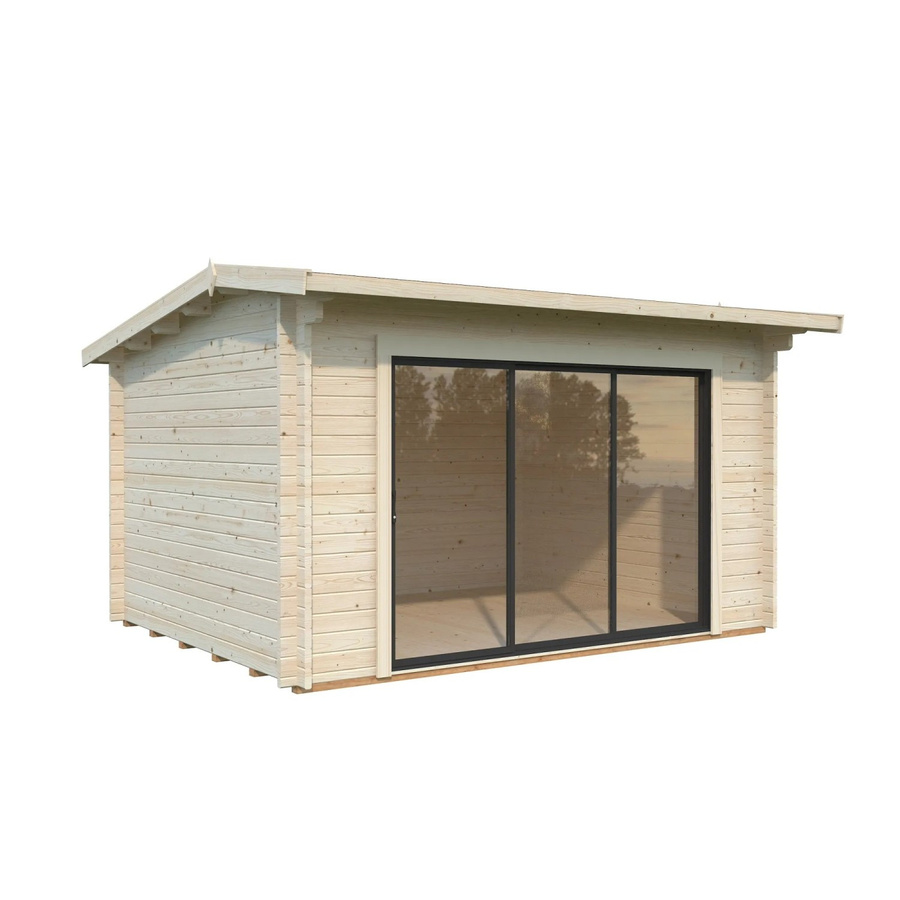Palmako Gartenhaus Ines Slide Plus aus Fichtenholz in Braun mit Glasschiebetüren und Satteldach B/T/H: 390 x 300 x 250 cm - Bild 2