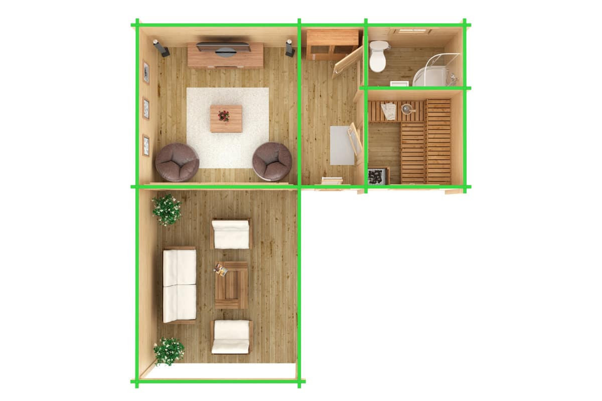 Gartenhaus Hansa B mit Sauna und Terrasse B/T/H: 7 x 7 m - Bild 2