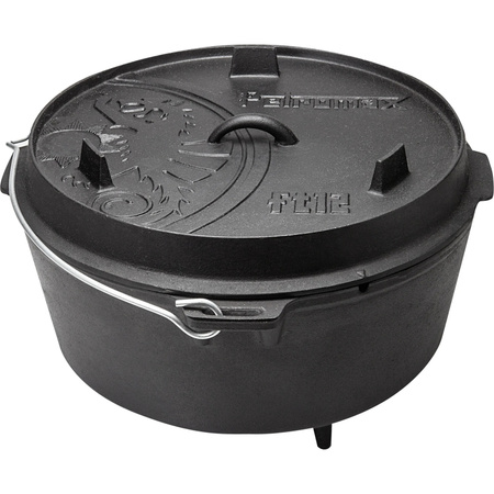 Petromax Dutch Oven FT12 Feuertopf aus Gusseisen in Schwarz für offenes Feuer, Kohle und Briketts