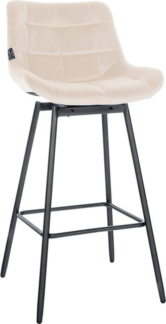 DELUKE Barhocker VISEN Barstuhl mit Lehne aus Samt in Creme, drehbar mit Steppmuster, B/T/H: 49 x 56 x 105 cm - Bild 1