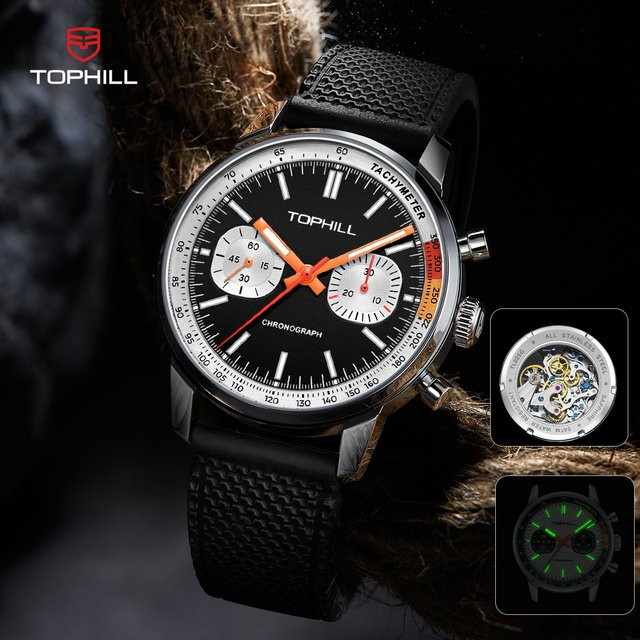 TOPHILL Chronograph, Mechanisch, Edelstahl, Saphirglas, 40 mm, Herren - Bild 1