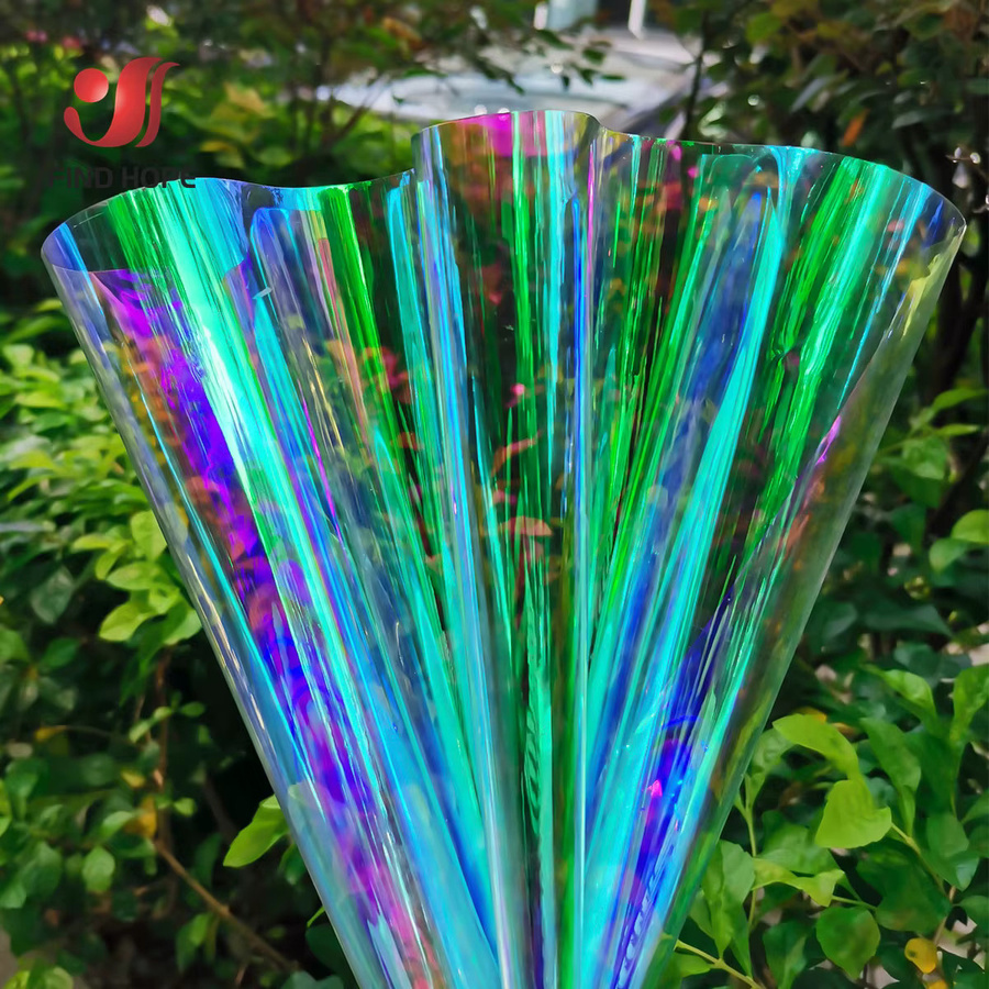 Holografische Regenbogenfolie von Findohope, transparentes PVC-Vinylmaterial für DIY-Bastelprojekte auf Stoff oder Leder - Bild 4