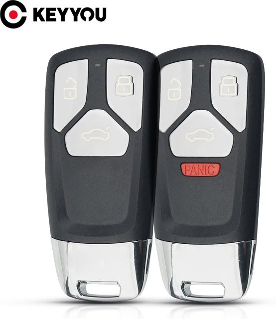 KEYYOU Auto Schlüsselhülle für Audi A4 B9 A5 A6 8S 8W Q5 Q7 4M S5 S7 TT, 3/4 Tasten Ersatzgehäuse für Fernbedienung, Schwarz - Bild 1