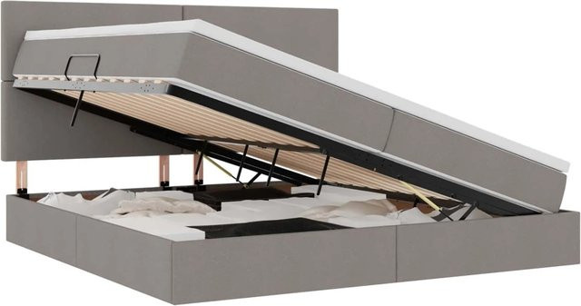vidaXL Aufbewahrungsbett mit Matratze in Taupe, B/T/H: 200 x 200 x 28 cm - Bild 1