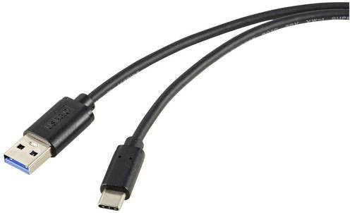 Renkforce USB-Kabel USB 3.2 Gen2 mit USB-C Stecker und USB-A Stecker, Schwarz, Länge: 1,00 m - Bild 1
