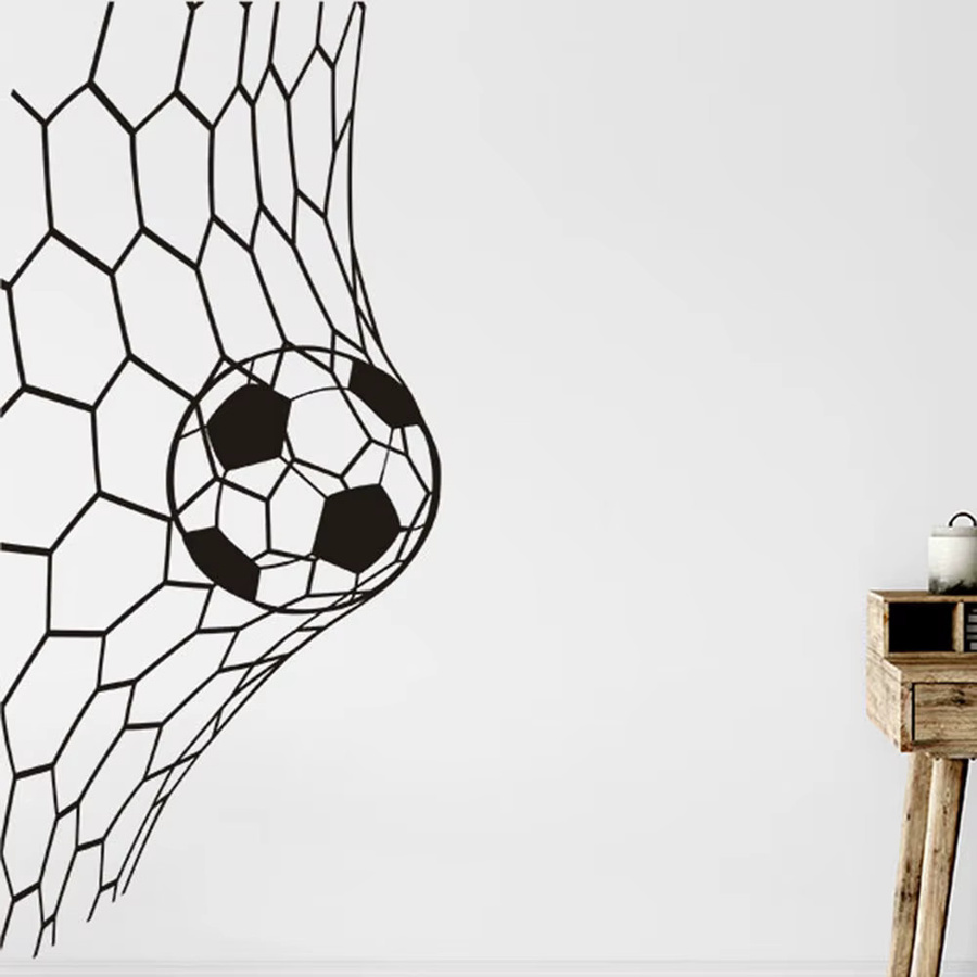 Duruibom Fußball-Tornetz Wandaufkleber in Gold und Schwarz für Spielzimmer und Wohnzimmer - Bild 2