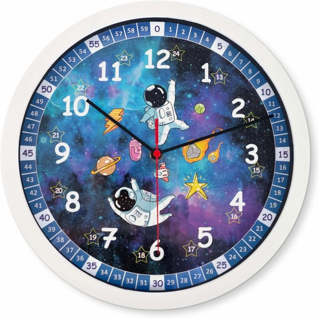 Wall-Art Wanduhr für Kinder mit Weltall und Astronauten Motiv, Blau, Durchmesser: 29 cm - Bild 1