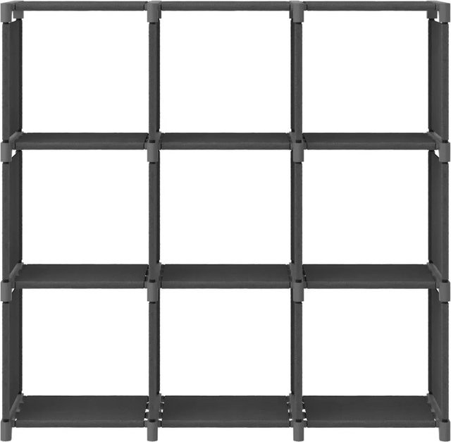 vidaXL Würfel-Regal mit 9 Fächern in Grau aus Stoff und Stahl, B/T/H: 103 x 30 x 107,5 cm - Bild 1