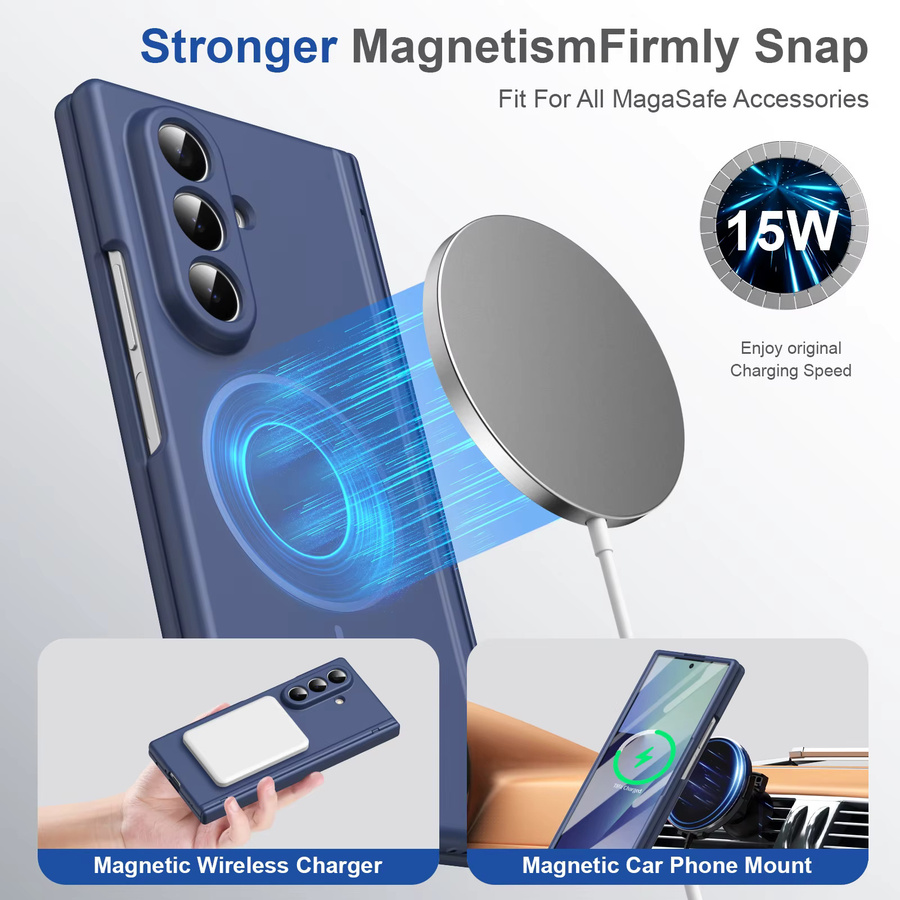 Magnetische Scharnier-Schutzhülle in Blau für Samsung Galaxy Z Fold 7, 6, 5, 4, 3 5G mit MagSafe-Kompatibilität und Displayschutzfolie - Bild 2