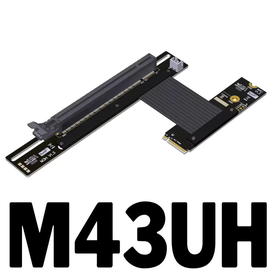 ADT-Link M43UH PCIe 4.0 x16 auf M.2 NVMe M Key SSD Riser Adapter, Flexibler Extender für Videokarten-Erweiterung, Schwarz - Bild 5