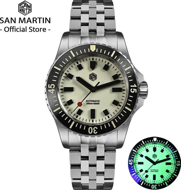 San Martin Herren-Taucheruhr, Automatik, Edelstahl, Schwarz - Bild 1