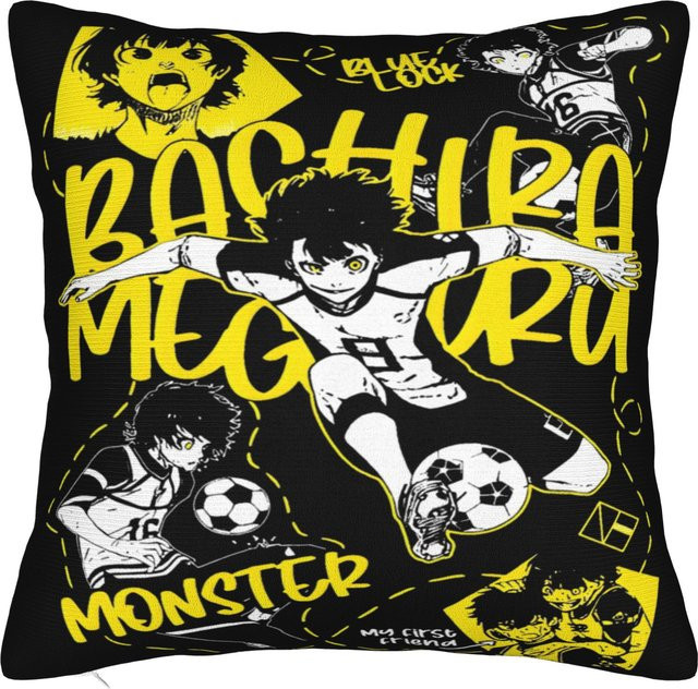 Dekorative Kissenhülle Bachira Meguru Fußball-Cartoon Merchandise in Blau, quadratisch, B/T/H: 45,72 x 45,72 x 45,72 cm - Bild 1
