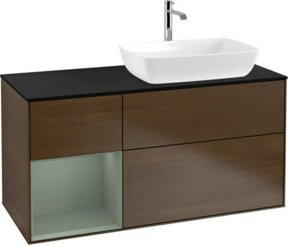 V&B Waschtischunterschrank Finion mit Wandbeleuchtung, Farbe Platin Blau Matt lackiert, B/T/H: 120 x 50,1 x 50,1 cm - Bild 1