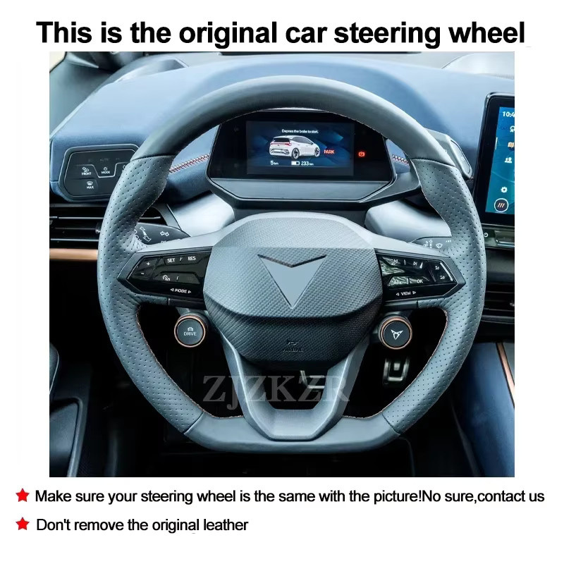 ZJZKZR Lenkrad Abdeckung zum Selbernähen für Cupra Ateca Formentor Born Leon Tavascan Terramar in Schwarz - Bild 2