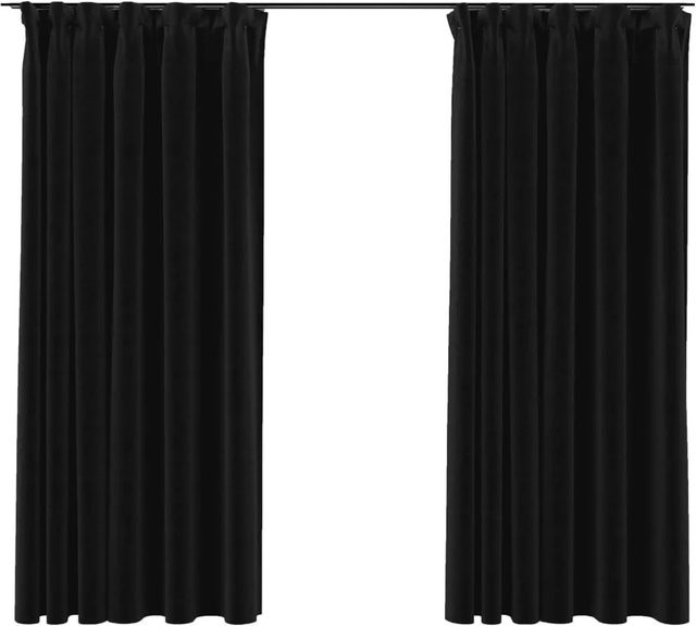 vidaXL Verdunkelungsvorhänge in Leinenoptik mit Haken, 2 Stück, Anthrazit, B: 140 cm, H: 175 cm - Bild 1