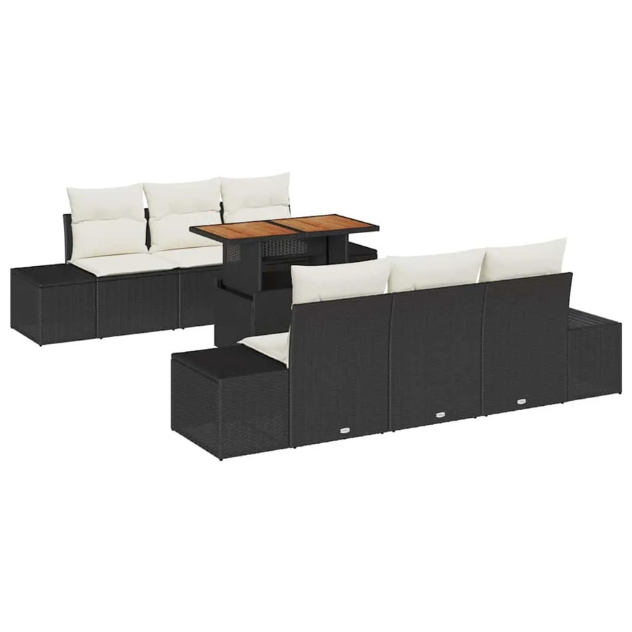 vidaXL Garten-Sofa-Set aus Poly-Rattan mit Speicherfunktion, 7-teilig, Schwarz - Bild 2