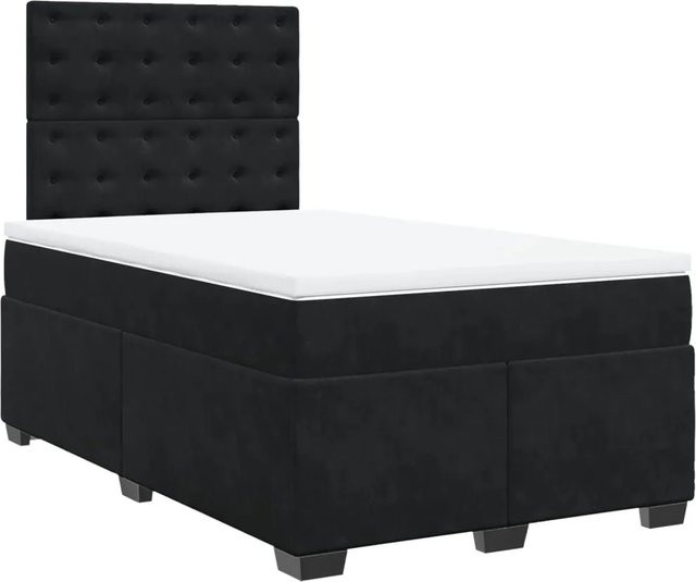 vidaXL Boxspringbett mit Matratze in Schwarz aus Samt, Hybrid-Modell mit Taschenfederkern, B/T: 120 x 190 cm - Bild 1