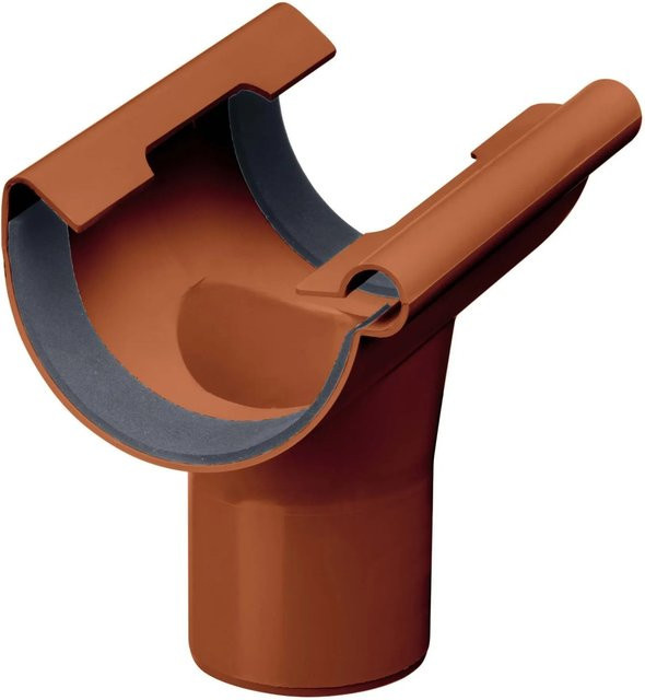 Inefa Einhangstutzen aus PVC für die Dachentwässerung, halbrund, NW 125/DN 85, Braun - Bild 1