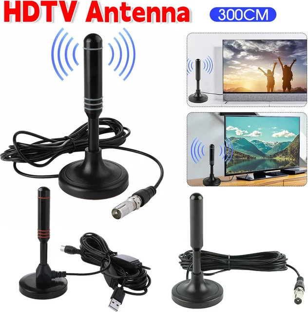 APWIKOGER Digitale TV-Antenne für DVB-T, DVB-T2 und DAB mit 300 cm Koaxialkabel in Schwarz - Bild 1
