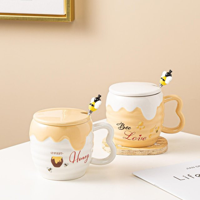 Yiran Health & Beauty Keramiktasse mit Cartoon-Design in Weiß, 500 ml - Bild 1