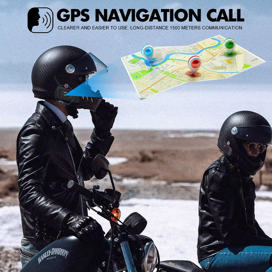 kebidumei V6 PLUS Motorradhelm-Gegensprechanlage Bluetooth-Headset in Schwarz mit 1500 m Reichweite für 6 Fahrer, Vollduplex-Kommunikator und wasserdichter Musik-Player - Bild 3