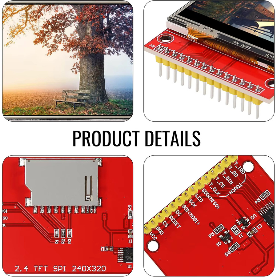AOKIN SPI TFT LCD Display Touch Panel ILI9341 in Rot, 2,4 Zoll, 240x320 Pixel, STM32 kompatibel, 5V/3,3V Display Modul - Bild 4