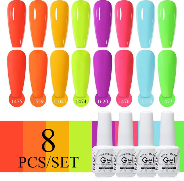 Parkson Nagel-Gel-Nagellack-Set, Nude Pink, Glänzend, 8-teilig - Bild 1