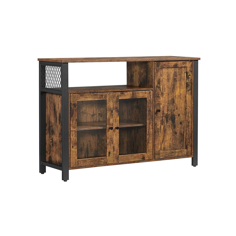 VASAGLE Buffet Küchenschrank Kommode mit 3 Türen in Braun-Schwarz, B/T/H: 110 x 33 x 75 cm - Bild 3
