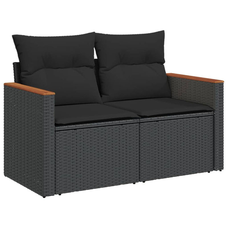 Vidaxl Gartenmöbel-Set aus Polyrattan mit Kissen, 6-teilig, Schwarz - Bild 1