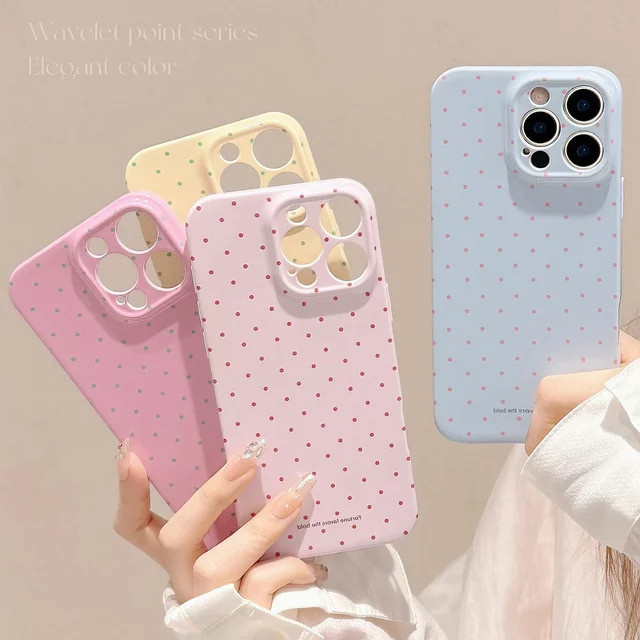 MUQGEW iPhone Schutzhülle mit Koreanischen Macaron Farben und Polka Dots, Stoßfestes Soft Cover in Multicolour für iPhone 17 Air 16 15 14 13 12 11 Pro Max XS XR X 7 8 Plus - Bild 1