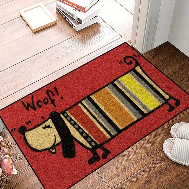 VIKAMA Roter Druckteppich mit Cartoon-Hund-Motiv als weiche Bodenmatte für Wohnzimmer und Schlafzimmer - Bild 1