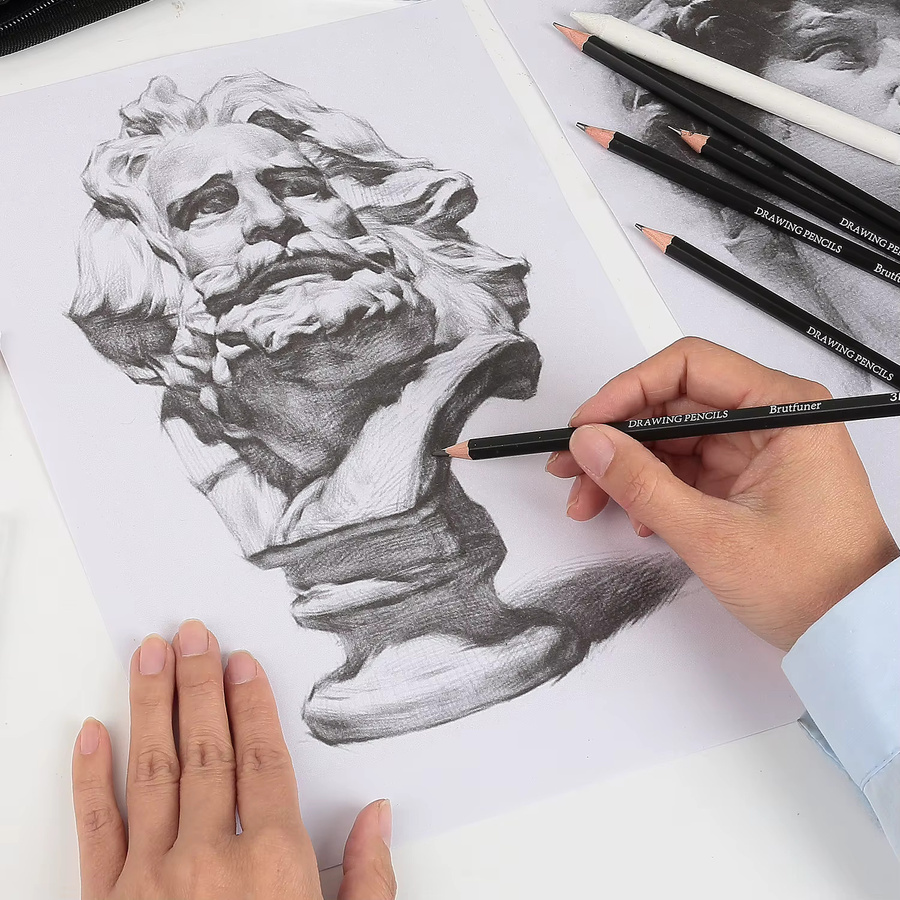 Professionelles Skizzier- und Zeichenstift-Set aus Graphit und Kohle in Schwarz für Künstler und Erwachsene, 14-38 Stück - Bild 6
