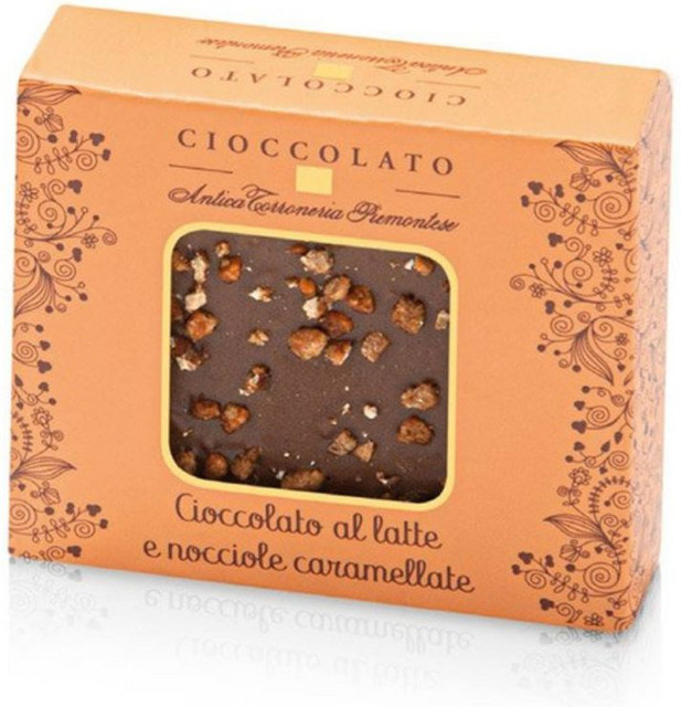 Antica Torroneria Piemontese Schokoladentafel Milchschokolade mit Haselnuss und Karamell 40 g - Bild 1