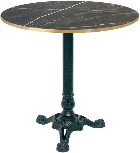 RestooTab Bistrotisch rund in Schwarz und Gold mit Messingkanten, B/T/H: 70 x 70 x 75 cm - Bild 1