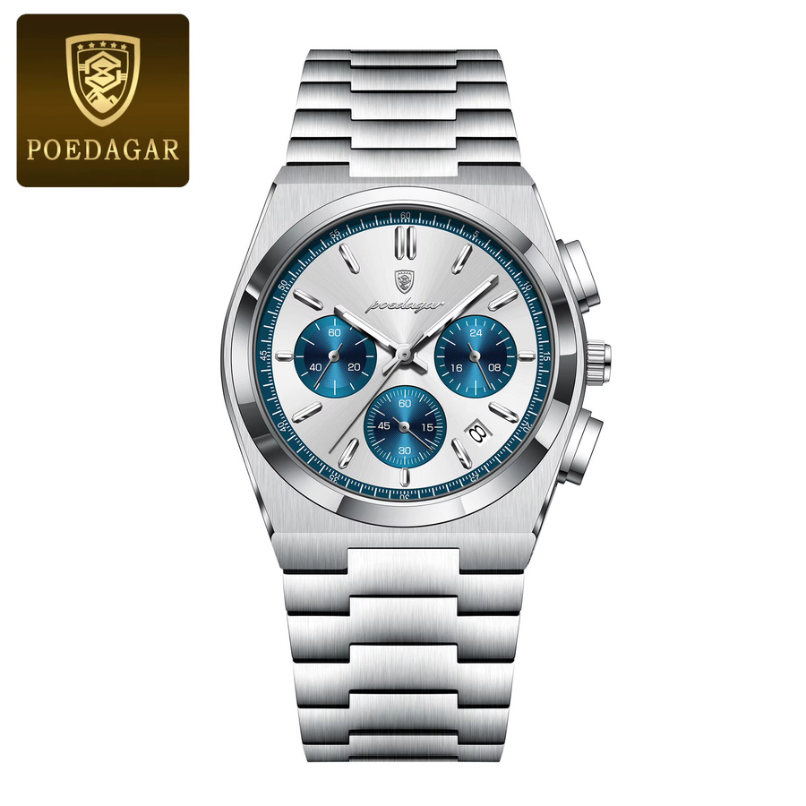 POEDAGAR Armbanduhr Chronograph, Quarz, Edelstahl, Herren - Bild 7
