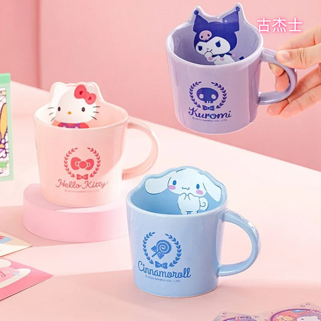 Sanrio Keramik Becher mit 3D Design Pochacco und Kuromi Muster für Kaffee und Milch - Bild 1