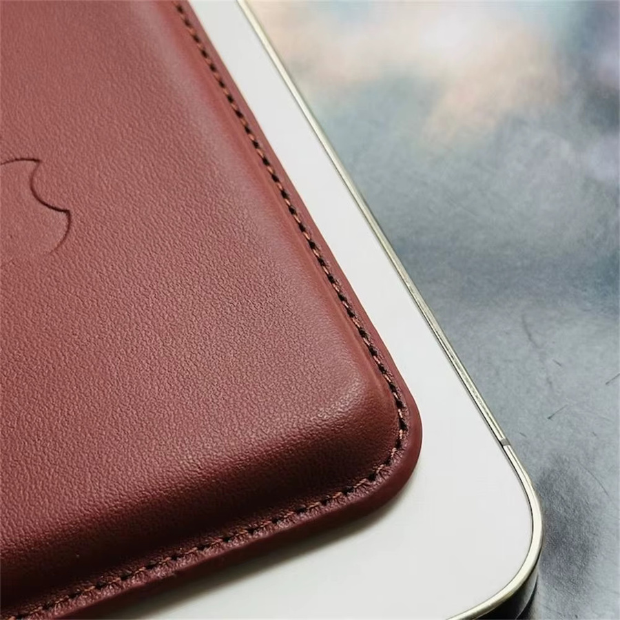 Apple MagSafe Leder-Brieftaschenhülle mit animiertem Logo für iPhone 17 16 15 14 und Samsung S26 S25 S24 Ultra in Rot mit starkem Magnet-Kartenhalter - Bild 4
