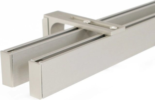 Deco-Raum Gardinenschiene nach Maß 2-Lauf Loft Edelstahl-Optik, silber, gerade, Deckenmontage, Länge: 160 cm - Bild 1